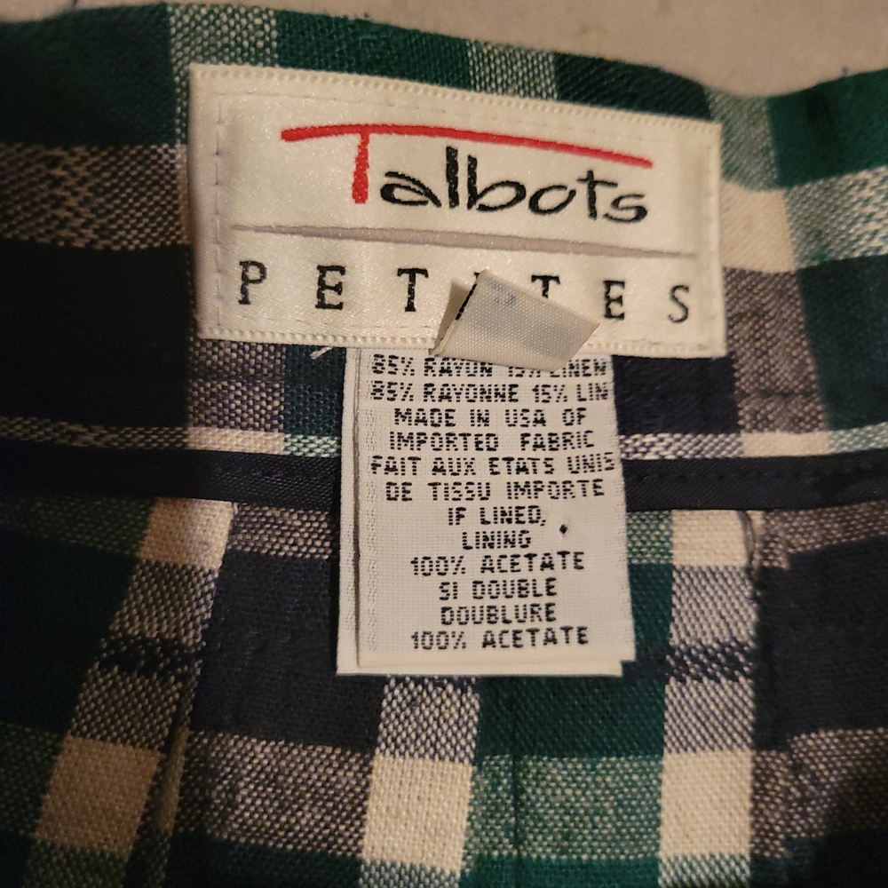 Talbots Green and Black Plaid A-Line Skirt - Picture 3 of 11